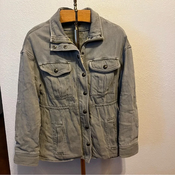 FAHERTY ~ Monterey Utility Jacket in Hawkeye Green Small Cotton Linen Blend - Picture 5 of 12